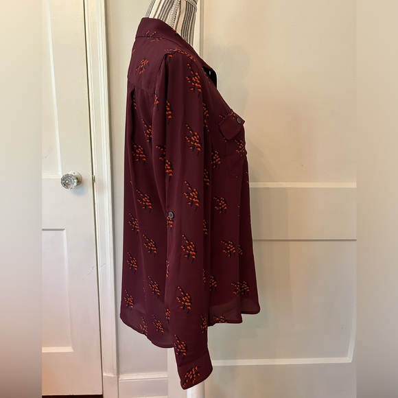 Loft Maroon Button Down Blouse - Picture 3 of 7